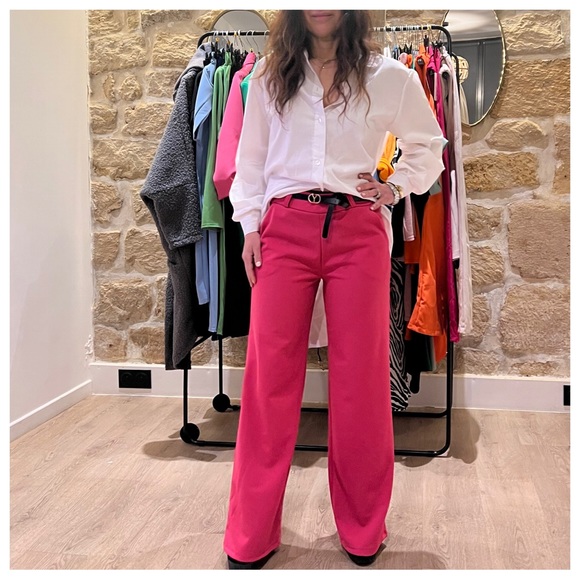 22 Made In Italy Chic BLACK Wide leg belted pants - Picture 4 of 4